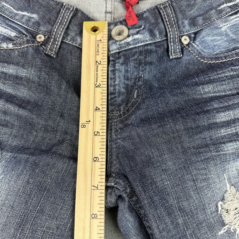 Guess Premium Light Wash Denim Jeans Size 28 Ripped Distressed Flare Low Rise - Picture 13 of 14
